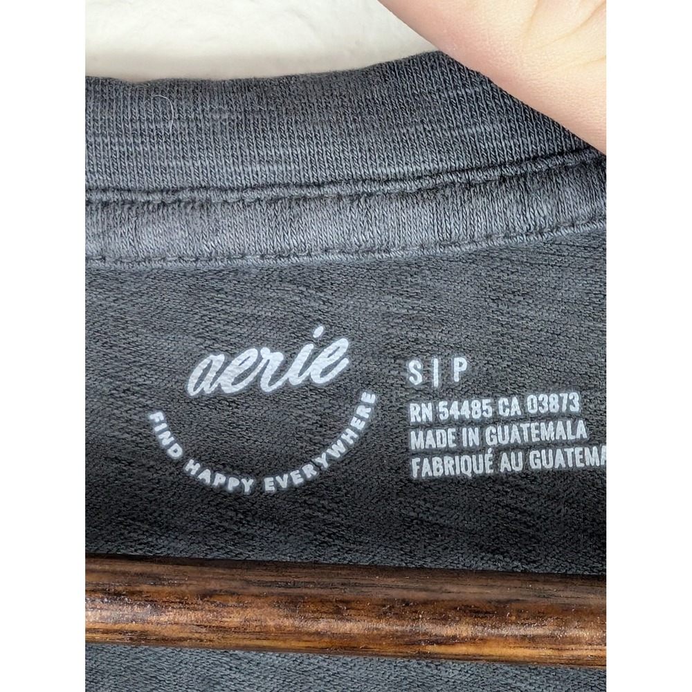 Aerie Womens Sleeveless Henley Tank Top Washed Charcoal Gray Ribbed Small NWT - Picture 2 of 7